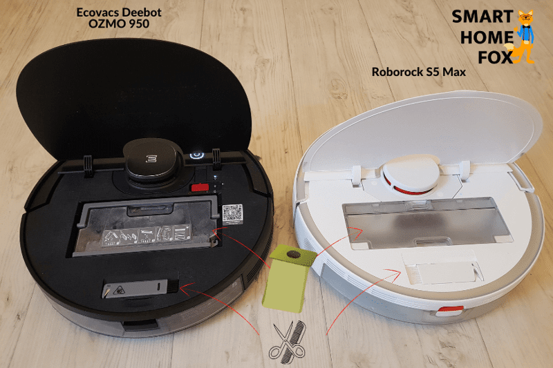 Чистящий инструмент и мобильный пылесборник Roborock S5 Max и Ecovacs Deebot OZMO 950